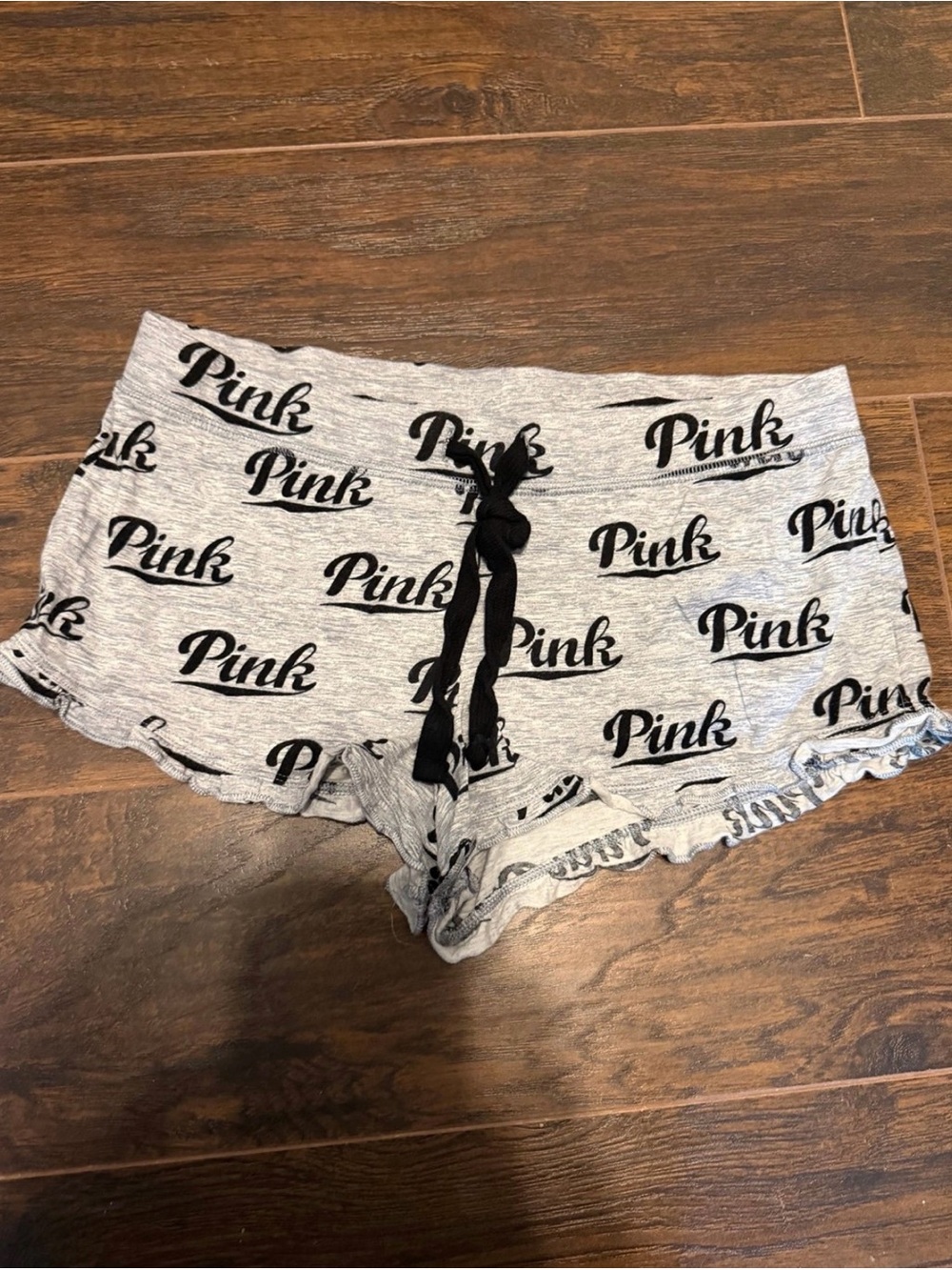 PINK Victoria's Secret Heather Gray Lounge Shorts with Black Logo